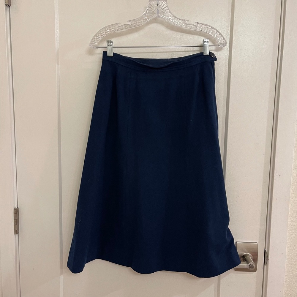 Vintage Pendleton‎ Wool Navy Midi Skirt Preppy Old Money Classic Cottagecore